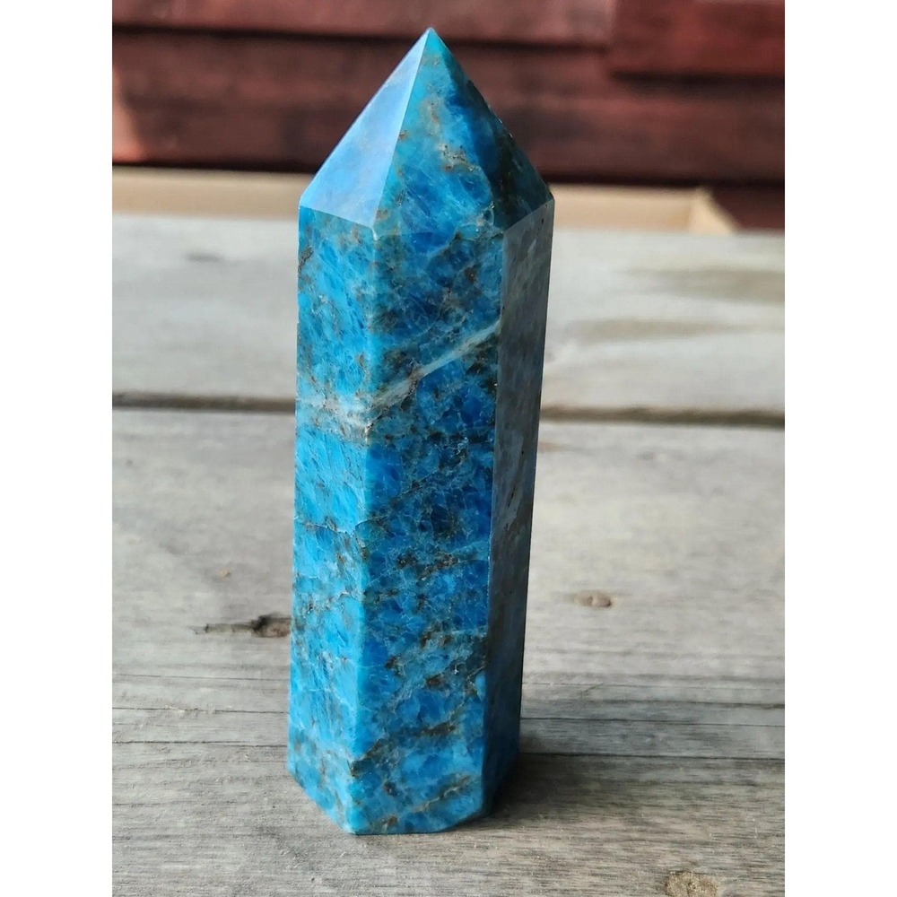 5.25" Blue Apatite Crystal Tower, Gemini Stone Healing, Natural Stone